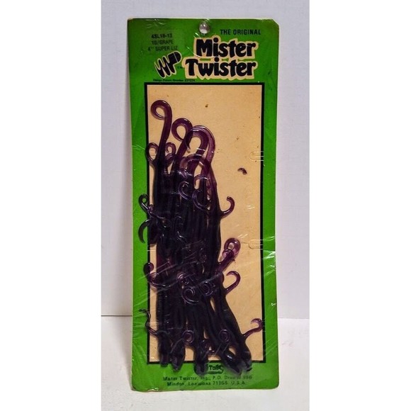 VINTAGE MISTER TWISTER 10 CT. GRAPE 4" SUPER LIZARD FISHING LURES NEW OLD STOCK - Picture 1 of 5
